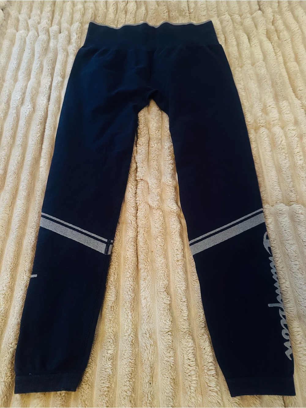 Champion Navy Leggings with Silver Stripe Accent